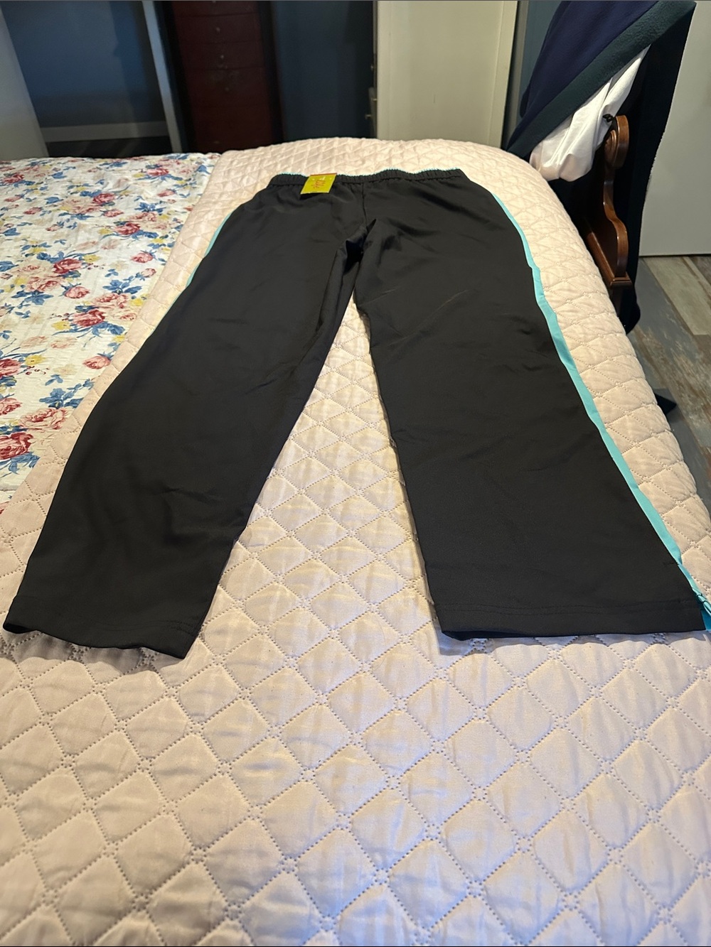 made for life Black Track Pants with Teal Side Stripe